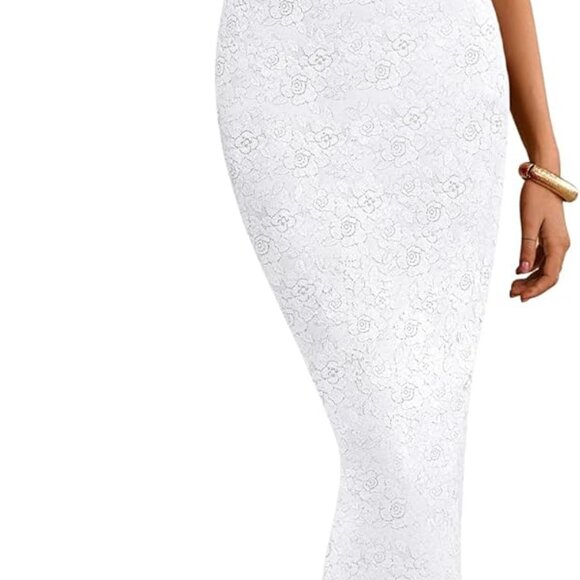 Dresses & Skirts - Women Lace Strapless Maxi Dress Summer Bodycon Back Slit Formal Evening